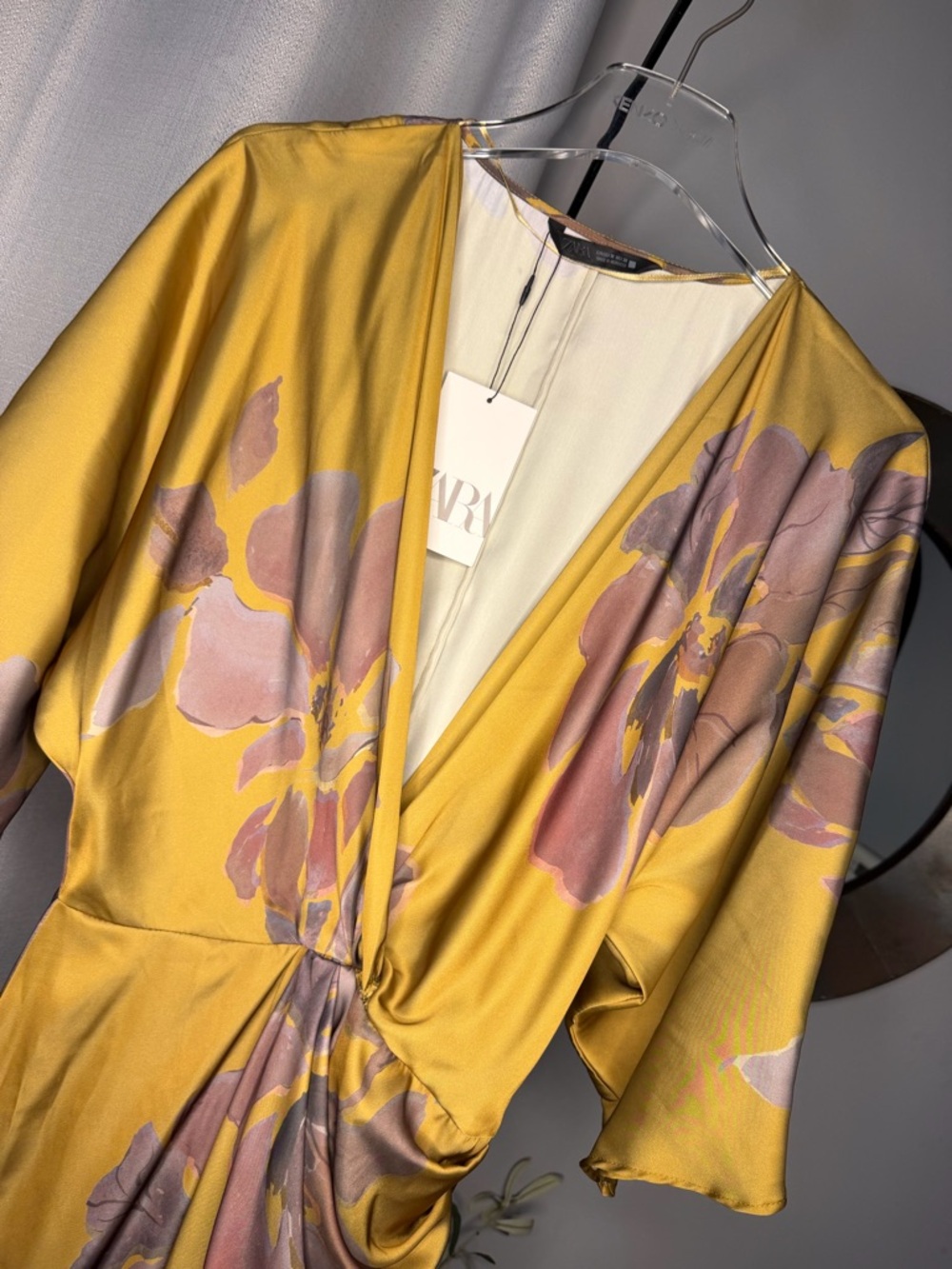 NWT Zara Woman Floral SATIN PRINTED MIDI DRESS Size M Medium - Picture 11 of 12